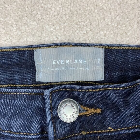 Everlane Jeans The Curvy High Rise Skinny Size 33 Crop Dark Wash Blue - Picture 8 of 13